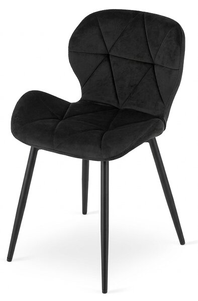 Blagovaonska stolica MANGO VELVET s crnim nogama, crna