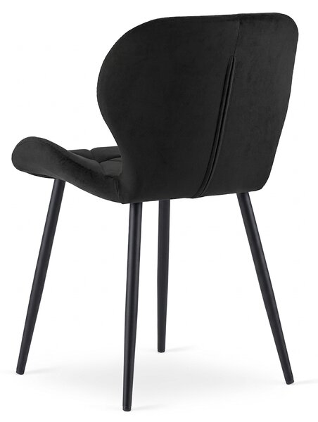 Blagovaonska stolica MANGO VELVET s crnim nogama, crna