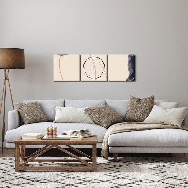 Slika - Bež apstrakcija (sa satom) (90x30 cm)