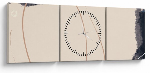 Slika - Bež apstrakcija (sa satom) (90x30 cm)