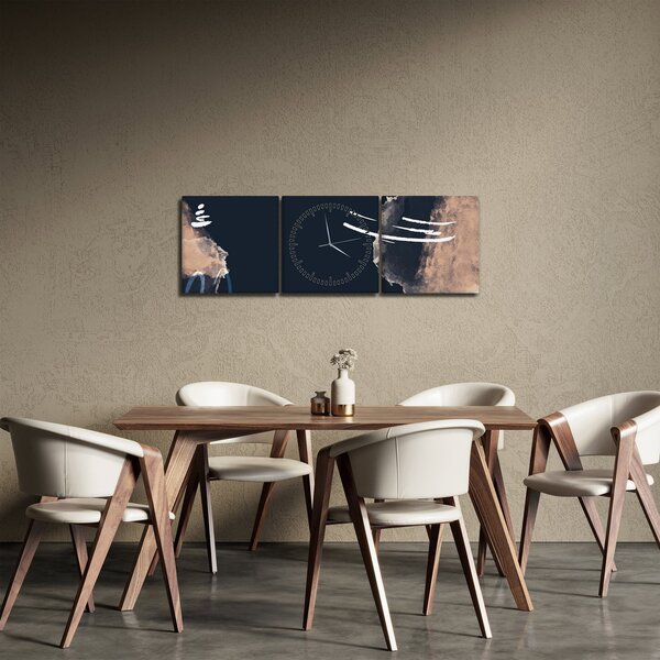 Slika - Tamnoplava apstrakcija (sa satom) (90x30 cm)