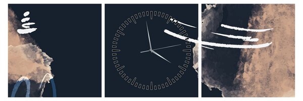 Slika - Tamnoplava apstrakcija (sa satom) (90x30 cm)