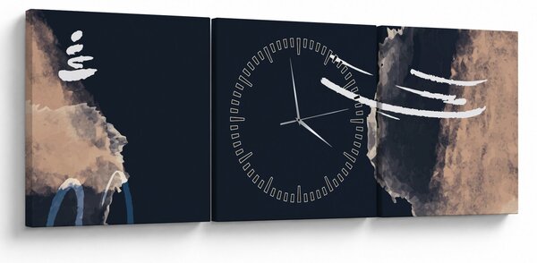 Slika - Tamnoplava apstrakcija (sa satom) (90x30 cm)