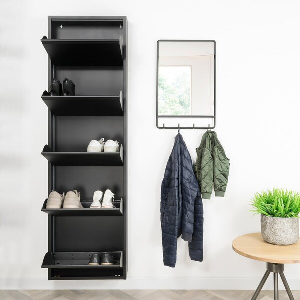 Crni metalni preklopni ormarić za cipele 50x169x15 cm Billy – Spinder Design