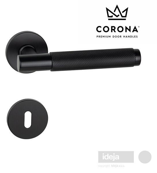 Kvaka Corona® Time slim crna mat <span>okrugla rozeta na ključ, cilindar ili wc</span> Wc
