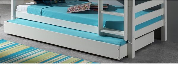 Bijeli dječji krevet od masivnog bora na kat s prostorom za pohranu 140x200/90x200 cm SCOTT – Vipack