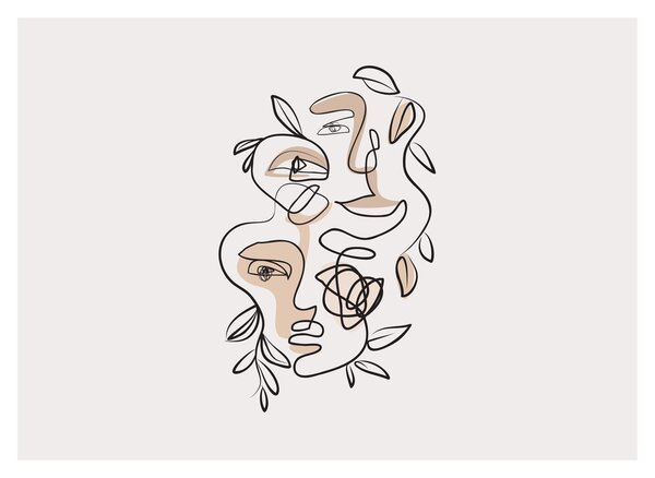 Staklena slika - Line art tretmani lica (70x50 cm)