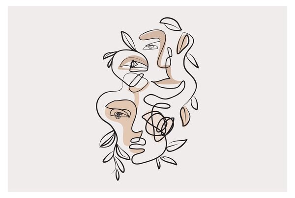 Slika - Line art tretmani lica (90x60 cm)