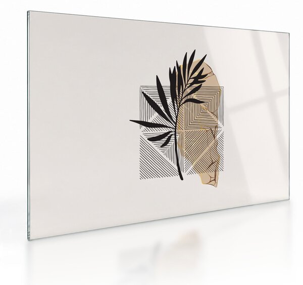 Staklena slika - Apstrakcija s tropskim lišćem N⁰1 (70x50 cm)