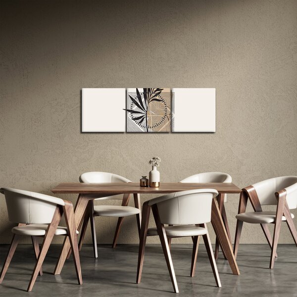 Slika - Apstrakcija s tropskim lišćem N⁰1 (sa satom) (90x30 cm)
