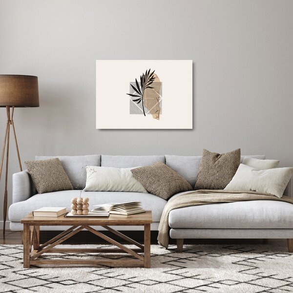 Staklena slika - Apstrakcija s tropskim lišćem N⁰1 (70x50 cm)