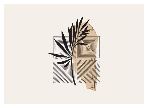 Staklena slika - Apstrakcija s tropskim lišćem N⁰1 (70x50 cm)