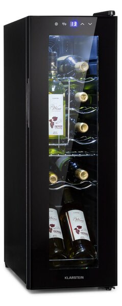 Klarstein Shiraz 12 Slim, vinski ormarić, 32 l, 12 boca, 85 W, 5–18 °C, dodirna upravljačka ploča