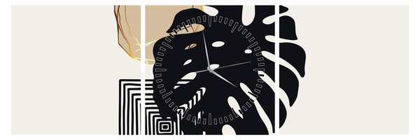 Slika - Apstrakcija s tropskim lišćem N⁰2 (sa satom) (90x30 cm)