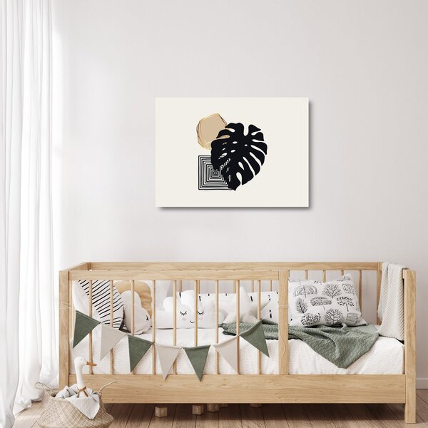 Staklena slika - Apstrakcija s tropskim lišćem N⁰2 (70x50 cm)