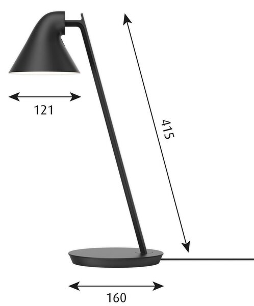 Stolne Lampa Louis Poulsen, NJP Mini, prigušiv, Crno, Dnevna soba, Metal, Dizajn
