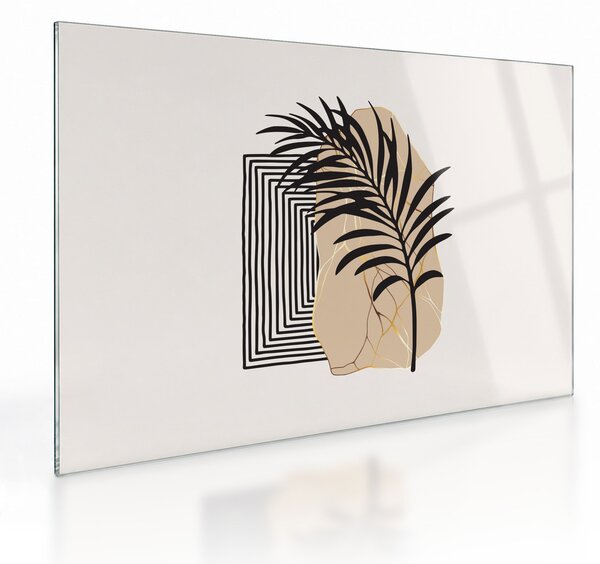 Staklena slika - Apstrakcija s tropskim lišćem N⁰3 (70x50 cm)