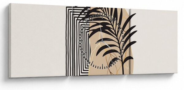 Slika - Apstrakcija s tropskim lišćem N⁰3 (sa satom) (90x30 cm)