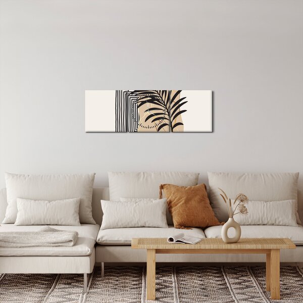 Slika - Apstrakcija s tropskim lišćem N⁰3 (sa satom) (90x30 cm)