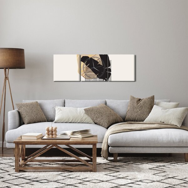 Slika - Apstrakcija s tropskim lišćem N⁰4 (sa satom) (90x30 cm)