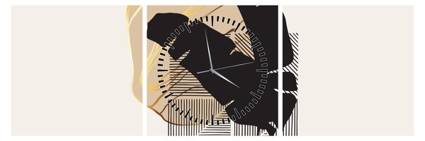 Slika - Apstrakcija s tropskim lišćem N⁰4 (sa satom) (90x30 cm)