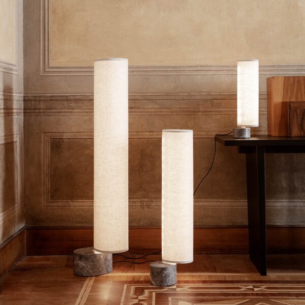 Stolne Lampa GUBI, Unbound, prigušiv, Sivo, Dnevna soba, Kamen, Skandinavski