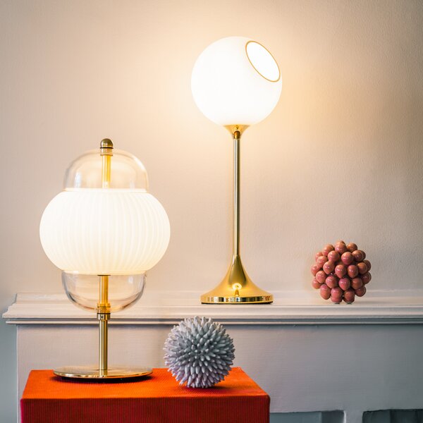 Stolne Lampa DESIGN BY US, Ballroom, prigušiv, Bijela, Dnevna soba, Staklo, Dizajn