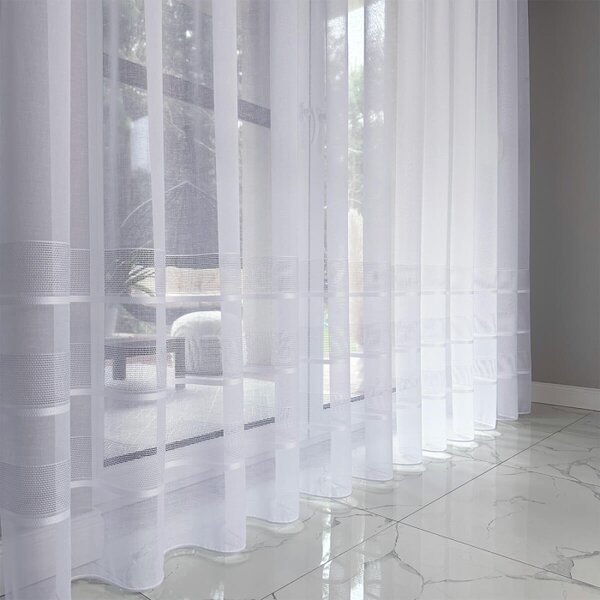 Tkanina za zavjese Batist Stripe bijela vis. 3,00 m