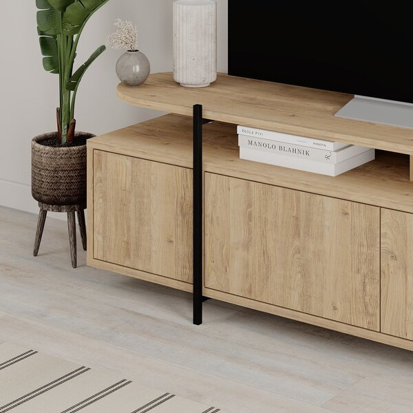 TV komoda u dekoru hrasta u prirodnoj boji 160x48 cm Hinoa – Marckeric