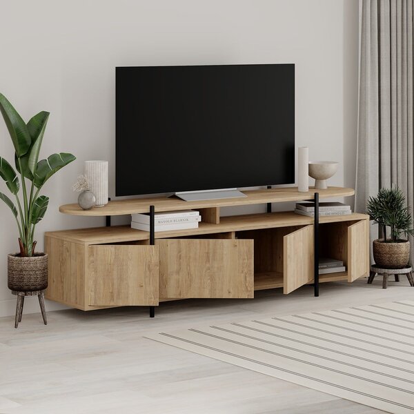 TV komoda u dekoru hrasta u prirodnoj boji 160x48 cm Hinoa – Marckeric