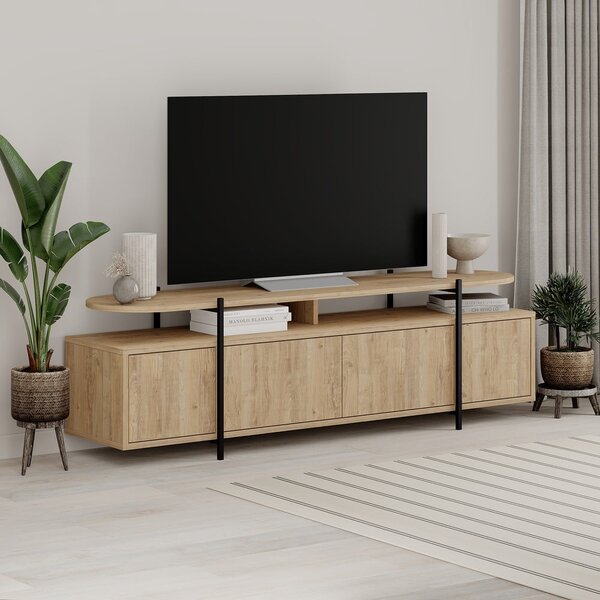 TV komoda u dekoru hrasta u prirodnoj boji 160x48 cm Hinoa – Marckeric