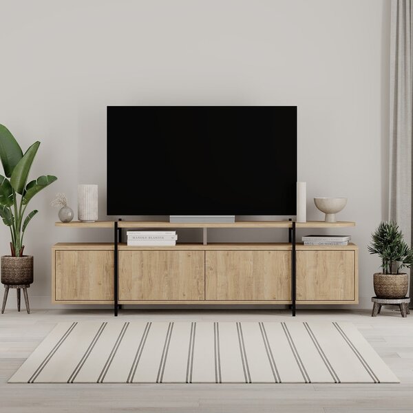 TV komoda u dekoru hrasta u prirodnoj boji 160x48 cm Hinoa – Marckeric