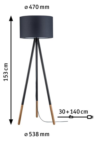Podne Lampa Paulmann, Neordic Rurik, Crno, Dnevna soba, Metal, Skandinavski