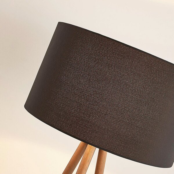 Podne Lampa Lindby, Majken, Crno, Dnevna soba, Drvo, Skandinavski