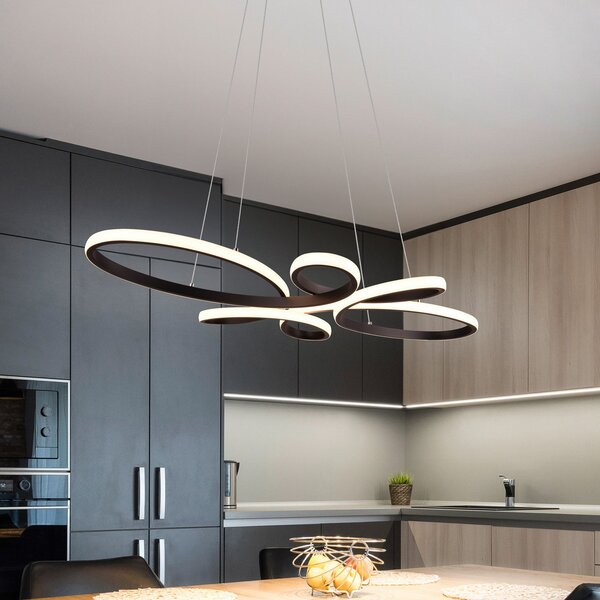 Trio Lighting Fly LED visilica, mat crna, 3000 K, 83 cm x 45 cm, prigušiva, Crno, Dnevni boravak/blagovaonica, Metal