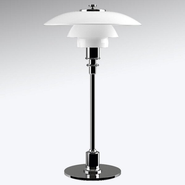 Louis Poulsen PH 2/1 stolna lampa visoki sjaj kromirana, Bijela, Dnevni boravak/blagovaonica, Metal