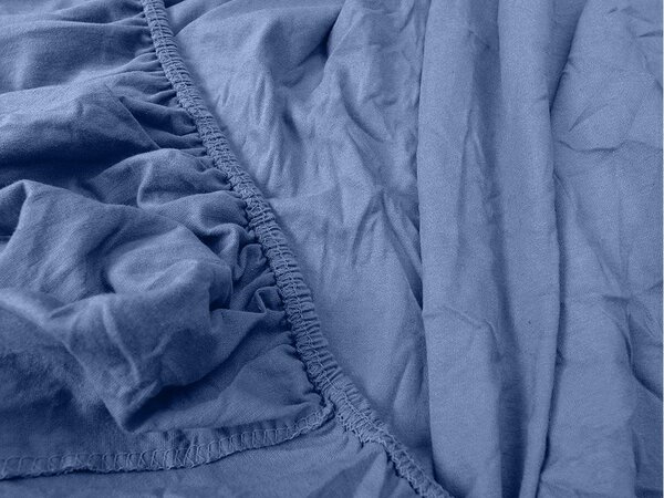 Jersey plahta s likrom plava 180 x 200 cm