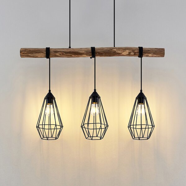 Viseće Svjetiljka Lindby, Eldarion, prigušiv, Drvo, Dnevna soba, Metal, Moderan