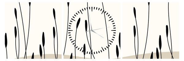 Slika - Grafička livada N⁰3 (sa satom) (90x30 cm)