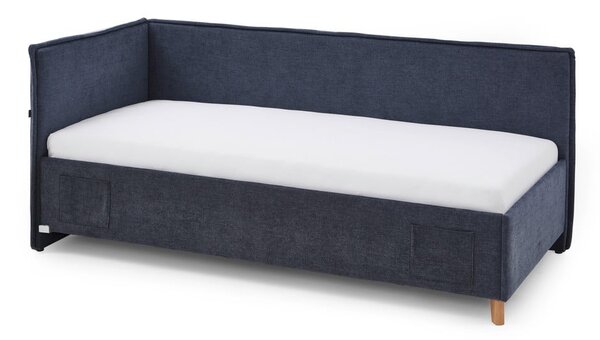Tamno plavi podstavljeni kutni dječji krevet s prostorom za odlaganje s podnicom 90x200 cm Fun – Meise Möbel