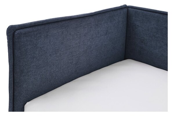 Tamno plavi podstavljeni kutni dječji krevet s prostorom za odlaganje s podnicom 90x200 cm Fun – Meise Möbel