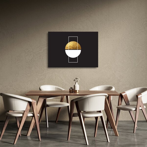 Staklena slika - Apstrakcija zlatna i crna N⁰1 (70x50 cm)