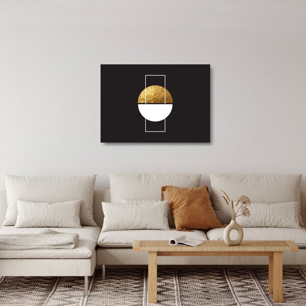 Staklena slika - Apstrakcija zlatna i crna N⁰1 (70x50 cm)