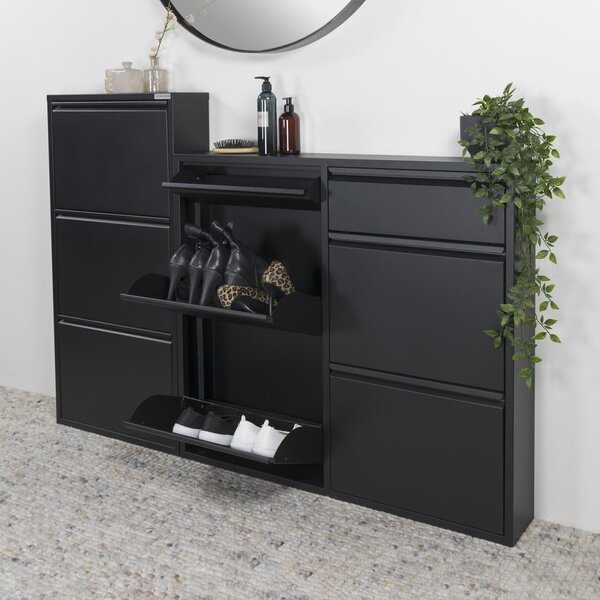 Crni metalni preklopni ormarić za cipele 98x86x15 cm Billy – Spinder Design