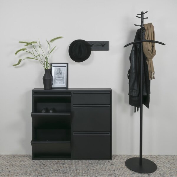 Crni metalni preklopni ormarić za cipele 98x86x15 cm Billy – Spinder Design