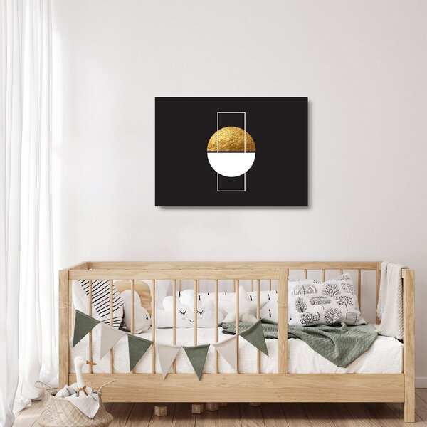 Staklena slika - Apstrakcija zlatna i crna N⁰1 (70x50 cm)