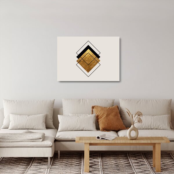 Staklena slika - Apstrakcija zlatno-bijela N⁰1 (70x50 cm)