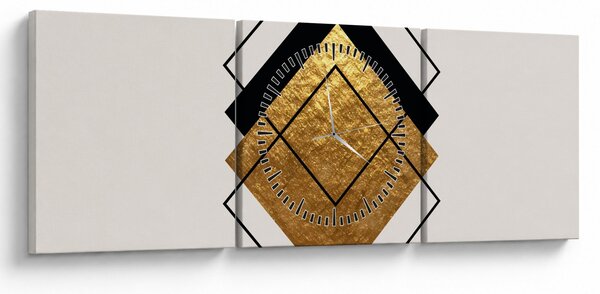 Slika - Apstrakcija zlatno-bijela N⁰1 (sa satom) (90x30 cm)