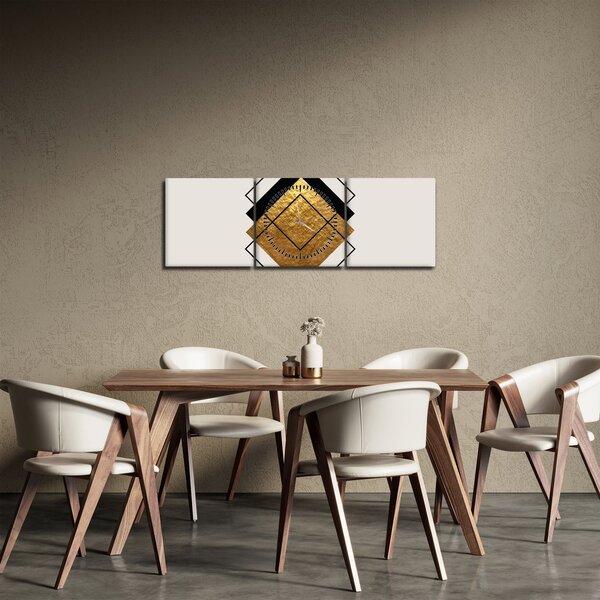 Slika - Apstrakcija zlatno-bijela N⁰1 (sa satom) (90x30 cm)