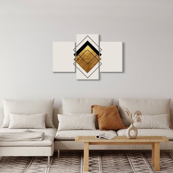 Slika - Apstrakcija zlatno-bijela N⁰1 (90x60 cm)